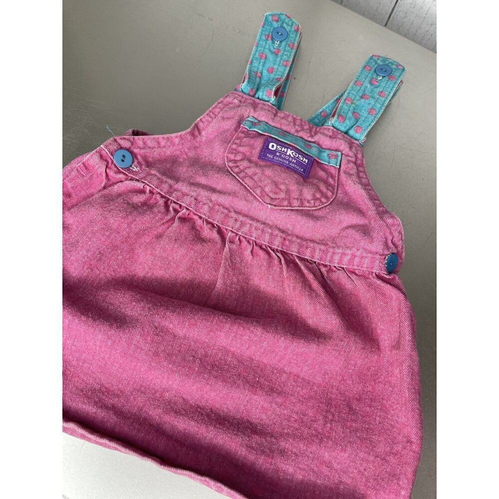 Vintage OshKosh B'gosh Pink Polka Dot Overall Dress 24 Months Union Made USA